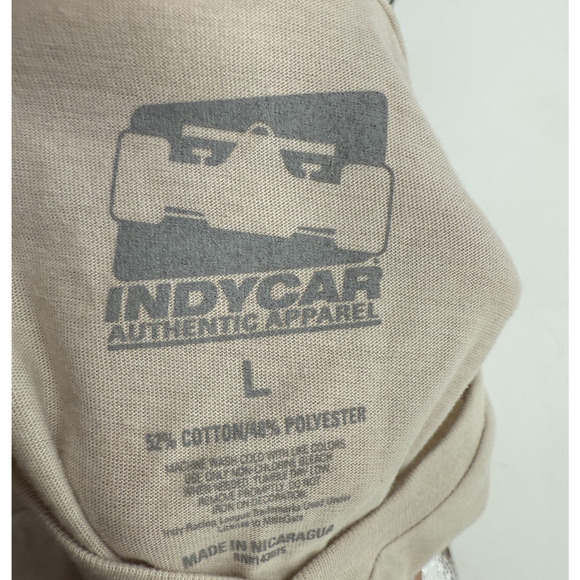IndyCar T Shirt Womens Stripe Car V Neck Heathered Dust Beige Size Large New - Picture 6 of 6